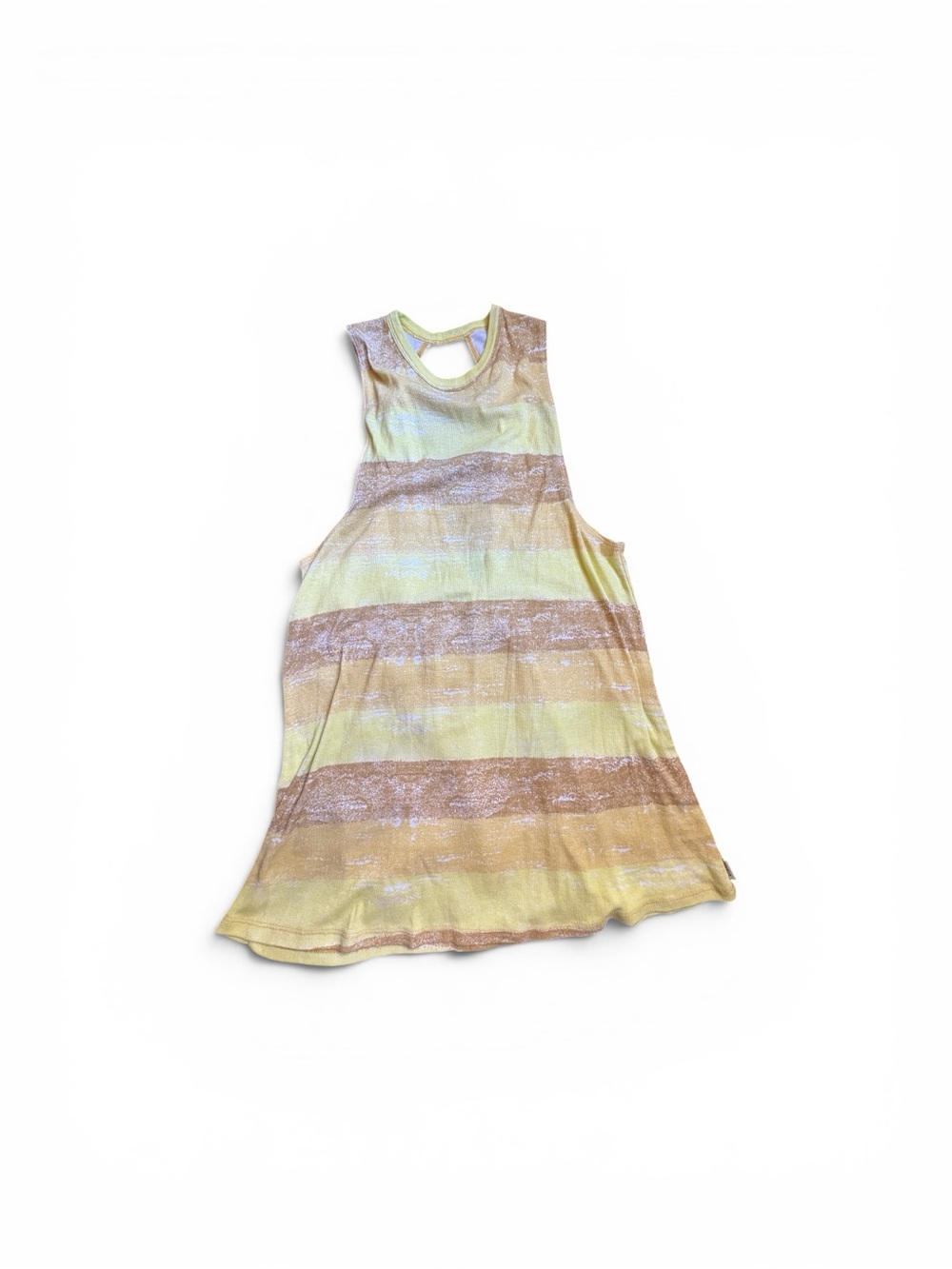 RVCA Striped Tank Dress in Yellow and Taupe